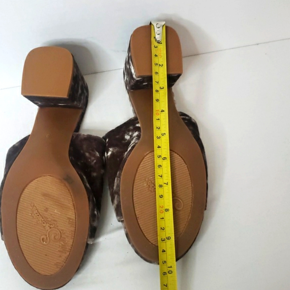 Seychelles Velvet Commute Block Heel Sandal Mules Grey Slip In Round Toe - Picture 15 of 17